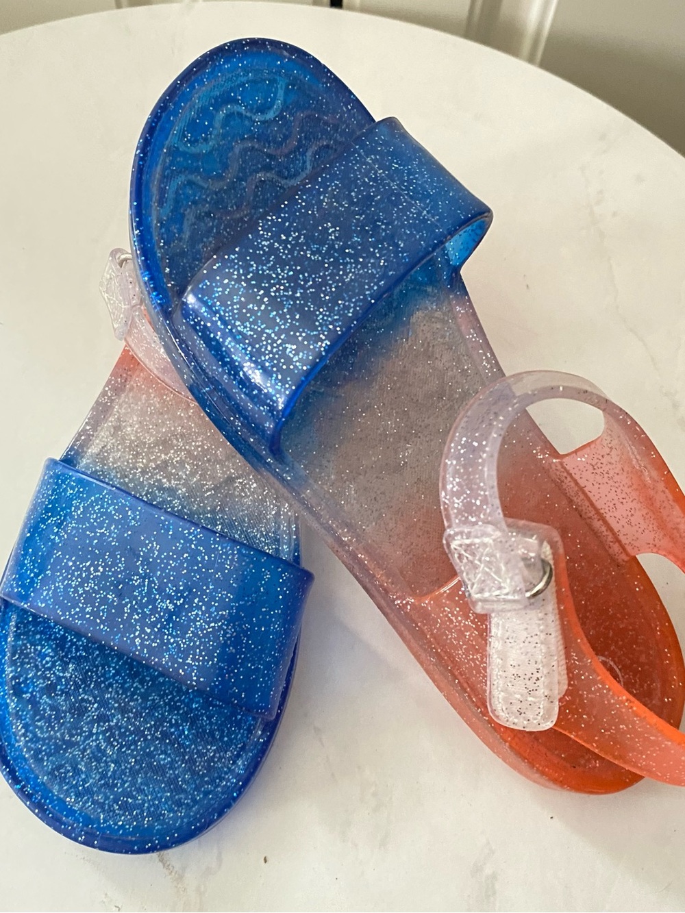 Old Navy Kids Glitter Ombre Jelly Sandals - Blue and Pink